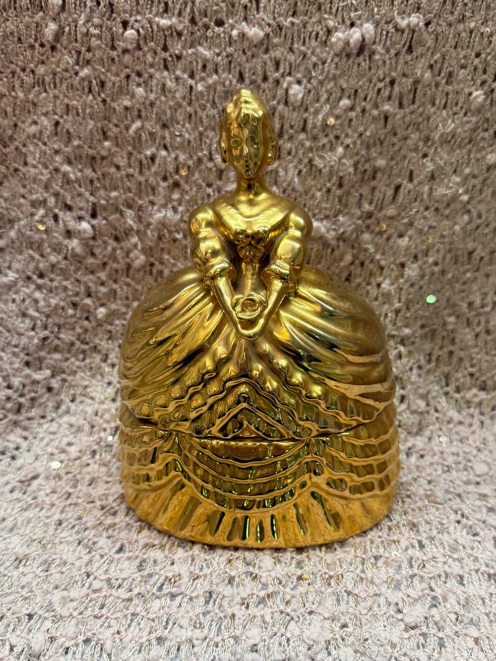 Antique Trinket Box, Golden Victorian Woman